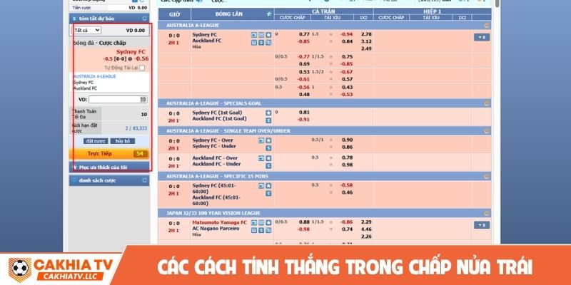 Các cách tính thắng trong chấp nửa trái