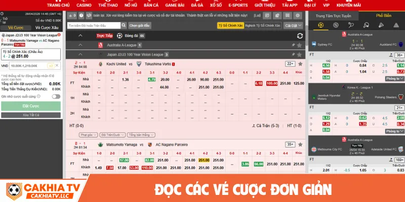 Đọc các vé cược đơn giản