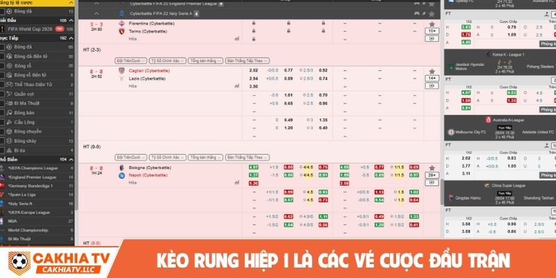 Kèo rung hiệp 1 là các vé cược đầu trận